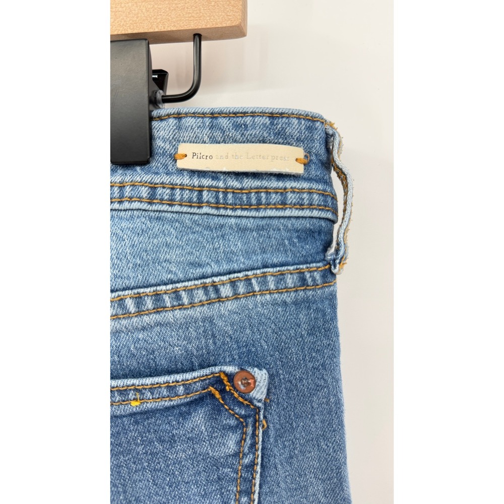 Pilcro Anthropologie Slim Boyfriend Jeans W29 Boho Floral Embroidered Patchwork - Picture 6 of 9